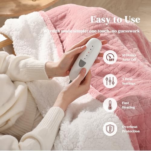 Pink Twin Electric Blanket 62"x84" Heating Blanket Twin Size Heated Blanket - Image 2