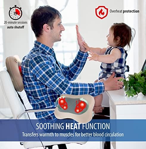 Zyllion ZMA-13 Back and Neck Massager with Heat for Pain Relief, Cream - Image 5
