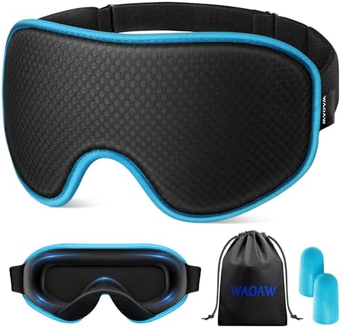 WAOAW Sleep Mask for Men Women: Blackout Eye Masks for Sleep - 3D Breathable Soft Comfortable Eye Mask for Travel - Adjustable Light Blocking Night Masks for Sleeping by WAOAW