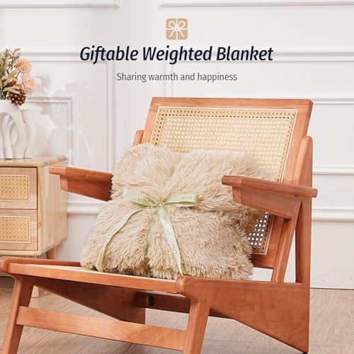 Wemore Weighted Blanket for Adult 60"x80" 15lbs Soft Long Plush Queen Khaki - Image 5