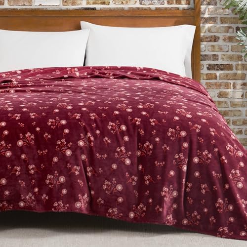 Lucky Brand Daisy Red Floral 66"X90" Cozy Plush Blanket - Premium Microfiber Throw for Luxurious Comfort and Style Twin/Twin XL Size by LuckyBrand