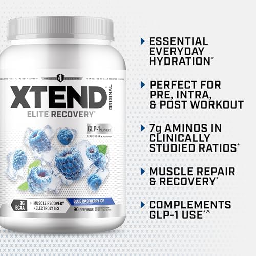 Xtend Original BCAA Powder with Zero Sugar, Blue Raspberry Ice, 90 Serv - Image 4