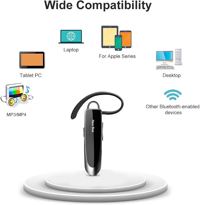 [2 Pack] Bluetooth Earpiece Wireless Handsfree Headset V5.0 24 Hrs Driving | with Microphone 60 Days Standby Bluetooth Headset for iPhone Android Driver Cell Phone Calls - Image 8
