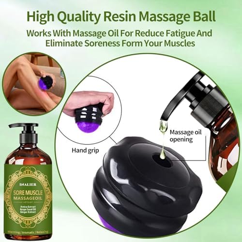 Massage Oil for Massage Therapy,3 Pack Cellulite Massage Oil,Sore Muscle Arnica Oil & Lavender Massage Body Oil with Massage Ball & Thumb Saver Tool,Mens Gifts,Birthday Gifts for Women and Men - Image 6