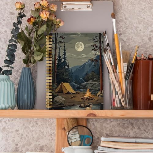 XPH Vintage Mountain Forest Camping Spiral Notebook, Camper Gifts Journaling Notebooks for Women, Rustic Campsite Landscape Hardcover Journals for Writing 160 Pages 5.5 x 8.3 Inch, Camping Gifts - Image 3