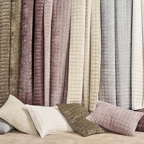 RECYCO Channel Box Stitch Velvet Quilt Set, Full Queen Size, Frost Gray - Image 6
