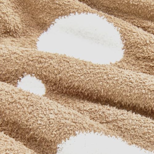 CozeCube Reversible Knit Throw Blanket, Beige White Polka Dot, 50"x60" - Image 3