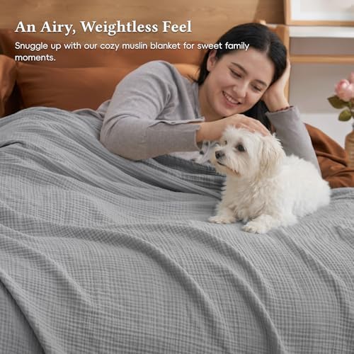 David's Home 100% Natural Cotton Muslin Blanket King Size, 4-Layer Soft Breathable Lightweight Cozy Throw Guaze for Hot Sleepers, 3D Bubble Room Decor for Bed Couch, Giftable, Dark Grey, 108"x90" - Image 5
