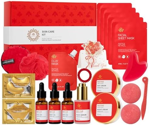 Gifts for Women, Birthday Gifts, 23 Pcs Rose Hydrating Face Skin Care Gifts Set for Women, Bath and Body Gifts Basket Set, Spa Day Gifts Set, Present, Christmas, Anniversary, Bridal Shower, Wife, Mom by RAROSAACCA