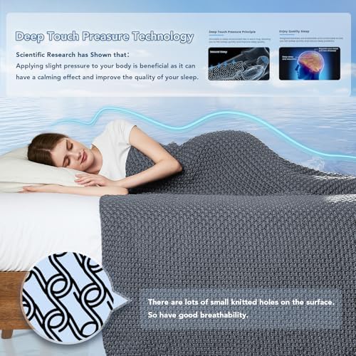 Topcee Knitted Weighted Blanket - 50"x60" 5lbs Cooling Chunky Knit Heavy Blanket for Adults Cable Yarn Knit Decorative No Beads Soft, Cozy and Cooling Weighted Throw Blankets Machine Washable - Image 3