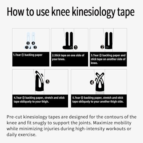 SOON GO Kinesiology Tape for Knees,4 Colors,-High Elastic Knee Support,Knee Pain Relief,Latex-Free Hypoallergenic,Waterproof,Breathable Original Cotton Sports Tape - Image 3