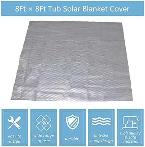 Hot Tub Bubble Blanket - 8 x 8 FT 16-Mil Square Pool Spa Solar Cover | Heavy Duty Floating Heat Retaining Thermal Blanket for Insulating Solar Heating （Gray） - Image 3