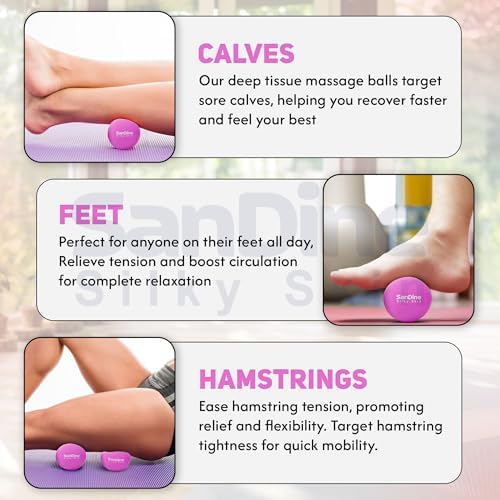 Lacrosse Massage Balls for Deep Tissue Massage - Release Tension Relieve Muscle Soreness Improve Flexibility - Ideal for Myofascial Release Trigger Point Therapy - 2Pack Yoga balls by Sandine (Purple) - Image 5