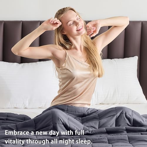yescool Weighted Blanket for Adults (25 lbs, 60" x 80", Grey& Black) Cooling Heavy Blanket for Sleeping Perfect for 240-260 lbs, Queen Size Breathable Blanket with Premium Glass Bead, Machine Washable - Image 6