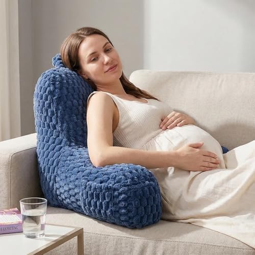Reading Pillow for Bed, Adults Back Pillow for Sitting up, Husband Pillow for College Dorm, Back Support Cushion with arms for sit up on Couch, Sofa, and Floor, Dark Blue - Image 5