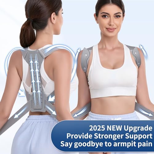 FORTEMOTUS Posture Corrector for Women Men - Back Straightener with Armpit Pad, Adjustable Posture Corrector Women Men, Upper & Lower Back Pain Relief, Targets Scoliosis, Hunchback, Hump, Thoracic, Spine,XL Size,Grey - Image 2