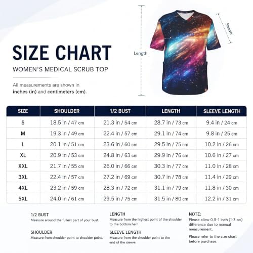 Men's Scrub Top,V-Neck Spill Wrinkle Resistant,3 Pockets-Space Galaxy (3) - Image 5