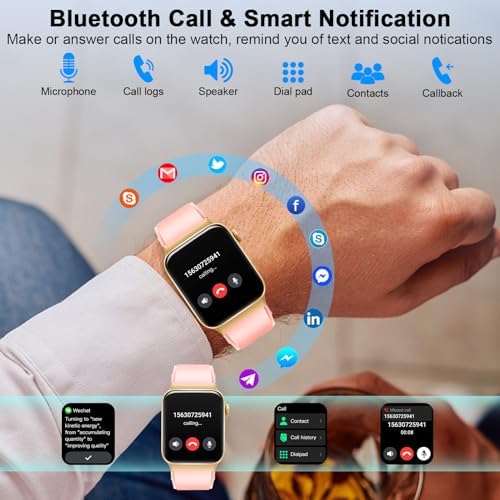uaue Smart Watch for Women Men(Answer/Make Call), Smartwatch Sports Fitness Tracker with Heart Rate Sleep Monitor Pedometer, IP68 Waterproof Fitness Watch for Android iOS - Image 2