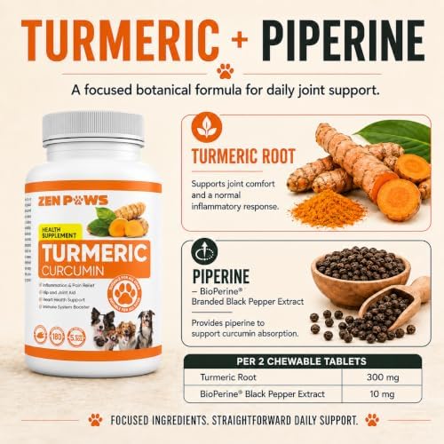 Turmeric Curcumin for Dogs – 180 Duck-Flavored Tablets – Advanced Hip & Joint Formula with Piperine – Supports Mobility, Inflammatory Response, Skin Health & Immune Function - Image 5