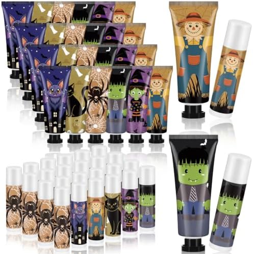 48 Pack Halloween Hand Cream and Lip Balm Gifts Sets for Women Bulk by Dansib