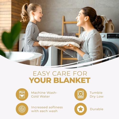 Superior Cotton Blanket Breathable All Season Comfy Bedding, Twin, Gold - Image 4