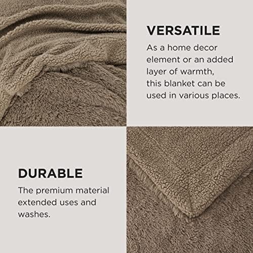 Bedsure Faux Fur Fluffy Sherpa Fleece King Bed Blanket Brown 108"x90" - Image 4