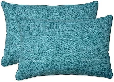 Pillow Perfect Tory Solid Indoor/Outdoor Large Lumbar Pillow Plush Fill, Weather and Fade Resistant, Large Lumbar - 16.5" x 24.5", Aqua, 2 Count by PillowPerfect
