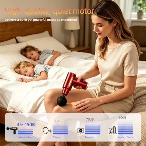 Massage Gun, Electric Massager, Suitable for Whole Body to Relieve Fatigue, Replaceable Massage Head Impact Massager, The Best Choice for Gift Giving (Red-720) - Image 5