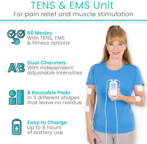 Vive Stim Machine for Muscle Recovery - 24 Mode Tens Unit Stimulator for Pain Relief Therapy - 24 EMS & 12 Fitness Models with Electrodes for Period Cramps, Physical Therapy - Stimulation Device - Image 2