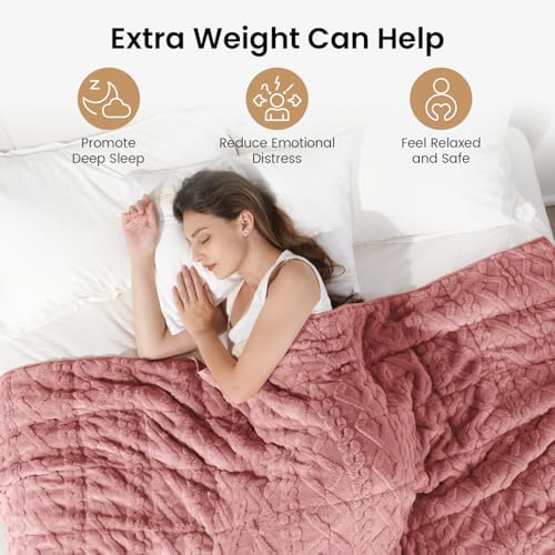 Drewin Weighted Blanket Queen Size 15lbs for Adults,Apricot Pink,60" x 80" - Image 2