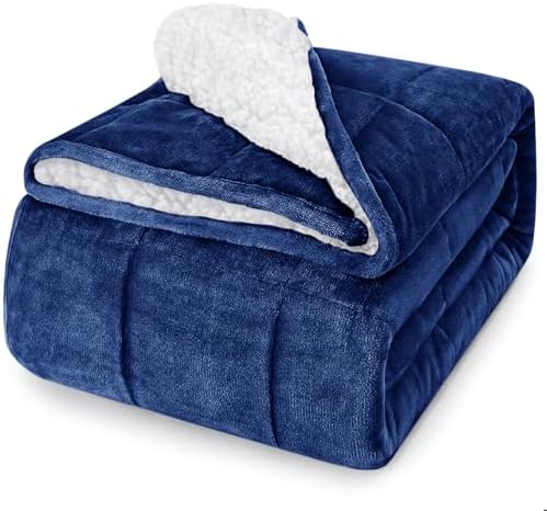 yescool Weighted Blanket for Adults (15 lbs, 60" x 80", Sapphire Blue) Heavy Blanket for Sleeping Perfect for 140-160 lbs, Queen Size Breathable Blanket with Premium Glass Bead by yescool