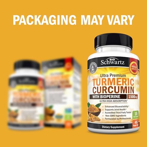 Turmeric Curcumin with Black Pepper Extract 1500mg, 45 Capsules - Image 2