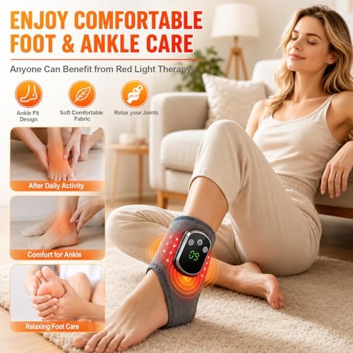 3 in 1 Red Light Foot and Ankle Massager, with Heat, Red Light, and Vibration Triple Care Function, 40 LED 660nm Wrap, 1800mAh Rechargeable Battery, Portable Foot Massager for Feet, Ankles, and Arches - Image 2