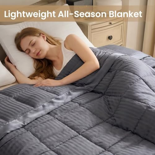downluxe King Size Blanket with Satin Trim, Lightweight Down Alternative King Blanket for All Season, Machine Washable (Grey, 108 x 90 Inch) - Image 5