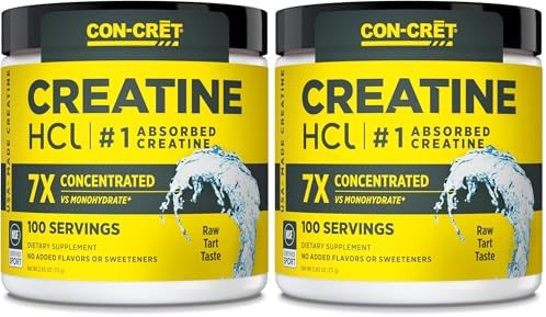 CON-CRET Creatine HCl Powder | Muscle, Cognitive, Cellular Energy Support | No Bloating or Cramps | USA Made & NSF Certified | Unflavored (100 Serving) (Pack of 2) by CON-CR%C4%92T%C2%AE