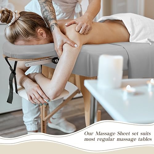 Mixweer 9 Pcs 3 Set Microfiber Massage Table Sheets Set Bulk Includes Flat Sheet, Fitted Sheet with Pocket, Face Rest Cover(Gray) - Image 4