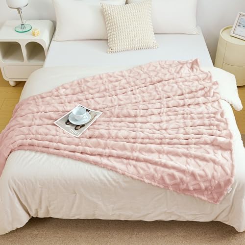 Aganear Fleece Throw Blanket for Couch Sofa 50"x60" Pink - Image 6