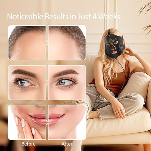 Red Light Therapy for Face, LED Face Mask Light Therapy, 4 Light Modes with NIR, Red & Blue LED Light Therapy USB-C, Remote Control Portable LED Mask for Home & Travel (Black) - Image 5