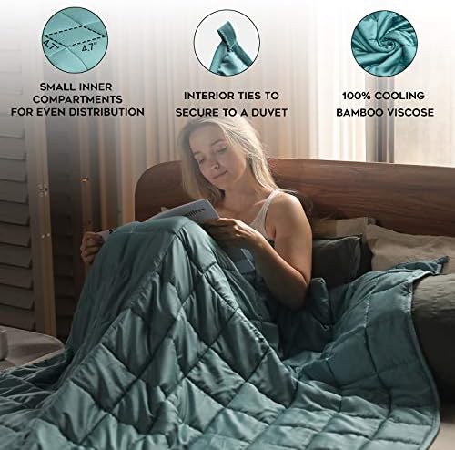YnM Cooling Weighted Blanket — Oeko-Tex Certified Material with Premium Glass Beads (Sea Grass, 60''x80'' 25lbs), Suit for One Person(~240lb) Use on Queen/King Bed - Image 5