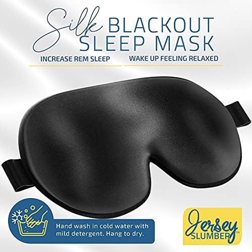 Silk Sleep Eye Mask for Men Women, Comfortable Super Soft Eye Mask with Adjustable Strap, 100% Pure Silk, Blocks Light, Jersey Slumber (Black, 1 Count (Pack of 2)) - Image 2