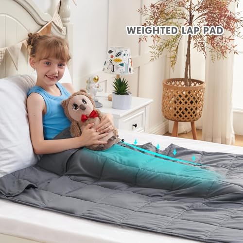 yescool Weighted Blanket 7 Pounds Cooling Weighted Lap Blanket, Grey Heavy Blankets for Sleeping, Weighted Throw Blanket Gifts for 60-80lbs, 40"x60" - Image 5