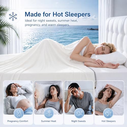 Cooling Blanket for Hot Sleepers - Lightweight Breathable Cool Cold Blanket - Keep Cool for Night Sweats, Soft Thin Ice Throw Blankets for Bed Couch Sofa, (White, 50"x70") - Image 3