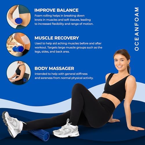 Oceanfoam x 4ocean Roller (Royal Blue) – Limited Edition Muscle Roller for Back Pain & Yoga - High Density Foam for Physical Therapy - Textured for Deep Tissue Massage - Image 4
