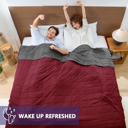 yescool Weighted Blanket for Adults (17 lbs, 60" x 80", Red Grey) Cooling Heavy Blanket for Sleeping Perfect for 110-130 lbs, Queen Size Breathable Blanket with Premium Glass Bead, Machine Washable - Image 5