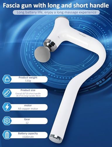 GDLKPS Massage Gun Deep Tissue,Ergonomic Extension 2-in-1 Detachable Handle Back Massager.Handheld Electric Percussion Muscle Massager for Shoulder, Thigh, Waist & Neck。 - Image 5