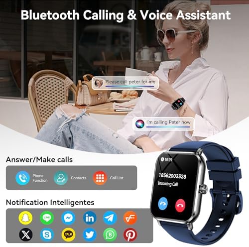 Jacoosa Smart Watch for Men/Women Android & iPhone, 1.83" HD Touch Screen, Bluetooth Calling, 5 ATM Waterproof Fitness Tracker with 130+ Sports Modes, 24/7 Health Monitor (Blue) - Image 4