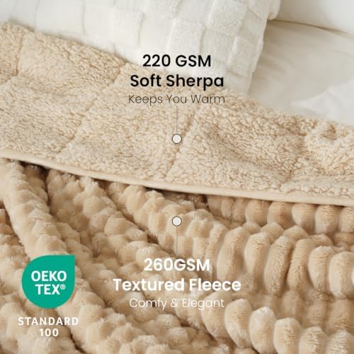 Drewin Weighted Blanket Queen Size 15lbs for Adults,Light Khaki,60" x 80" - Image 3