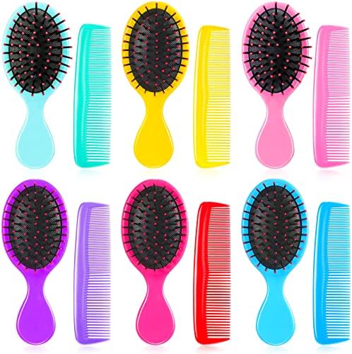 Epakh 12 Hair Brush Comb Set Wet Detangling Mini for Travel, Stylish Colors by Epakh