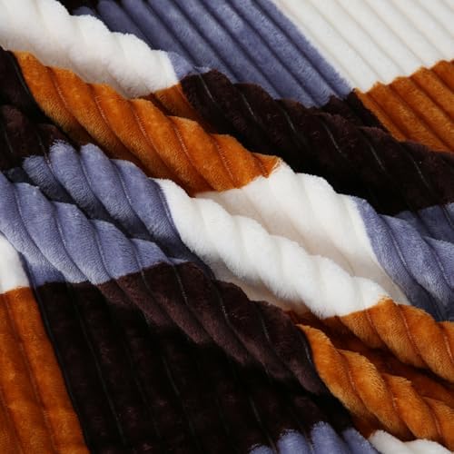 PU MEI Sherpa Blanket Twin Plaid Thick Bed Blanket, 60”*80” Super Soft Flannel Fuzzy Fleece Reversible Velvet Plush Warm Blanket for Couch (Brown Orange Check) - Image 3