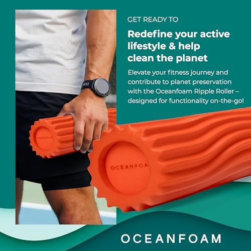 Oceanfoam Ripple Travel Foam Roller (11" x 3.35") Firm Mini Foam Roller for Physical Therapy, Deep Tissue Massage, Back Pain - High Density, Ergonomic Wave Textured - Yoga, Pilates, Exercise (Orange) - Image 4